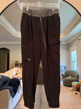 Grey's Anatomy Black Cargo Drawstring Jogger Scrub Pants